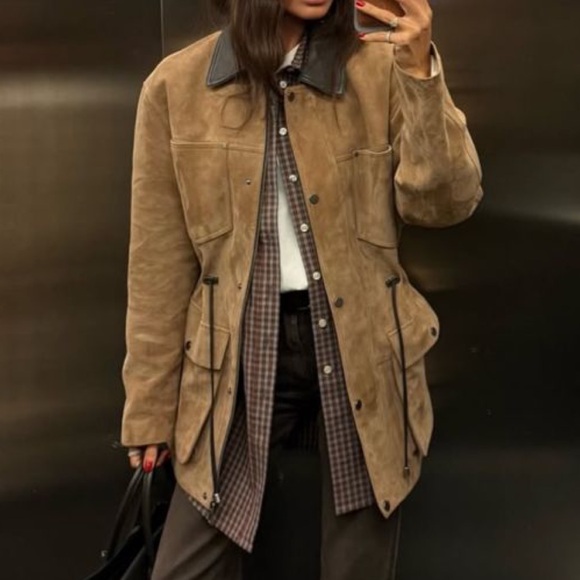 Brandon Thomas Brown Suede Women's Jacket Top Stitched Patch Pockets Size Med - Picture 13 of 16